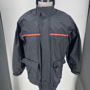 Harley Davidson Motorcycle Nylon Rain Coat MENS Black Orange Reflective X SMALL